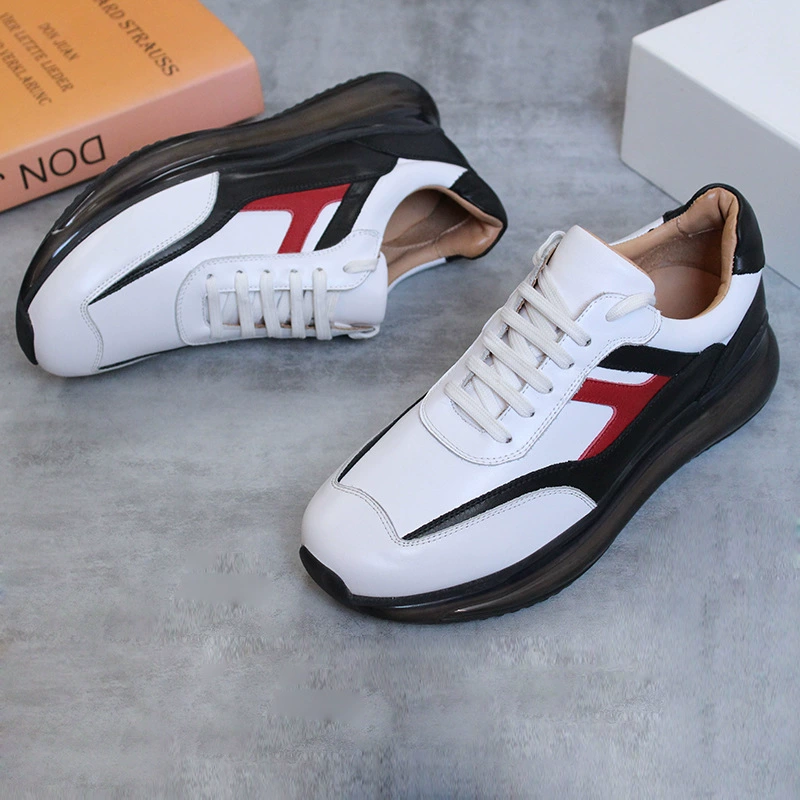 Мужские спортивные кроссовки из натуральной кожи, с воздушной подушкой, амортизирующие, сетчатые, дышащие, белые, для активного отдыха и бега, дышащие и амортизирующие.