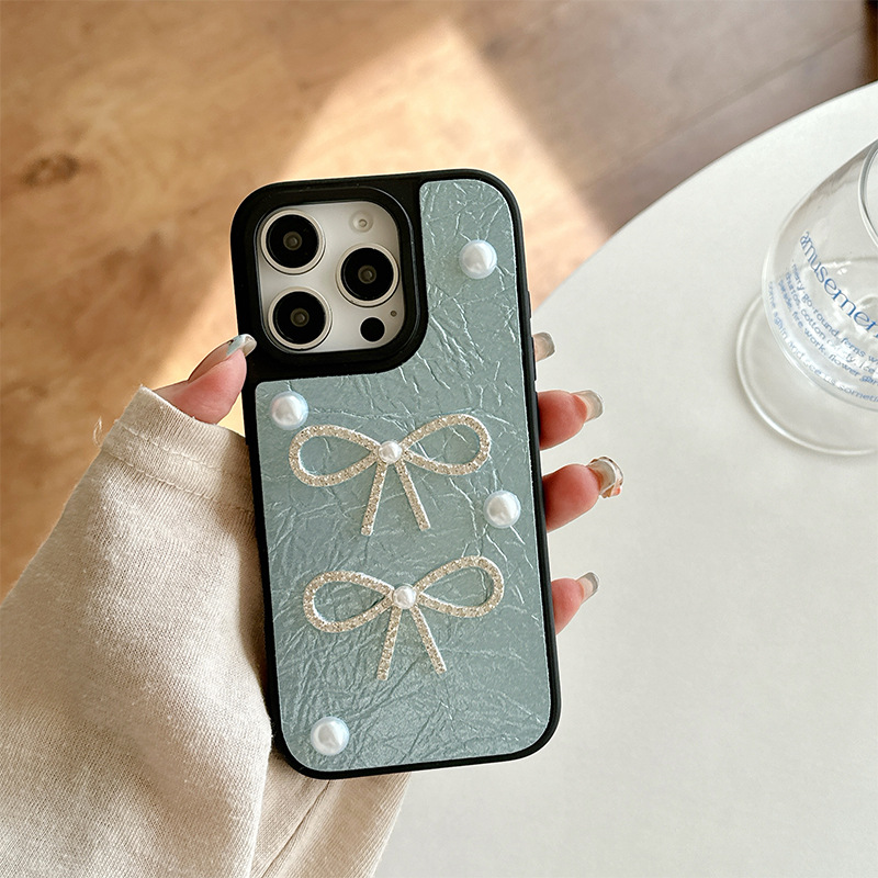 _0013_大孔珠光纹-珍珠水钻2个蝴蝶结-蓝色