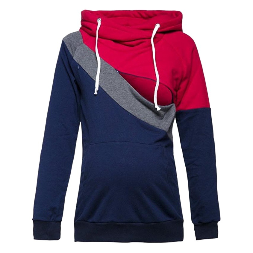 Sudadera de lactancia multifuncional de manga larga con diseño patchwork para madres, nueva de 2025, disponible en AliExpress, eBay y Amazon.