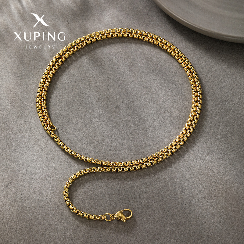 Joyería Xuping, Moda Japonesa y Coreana, Estilo Europeo y Americano Simple, Color Oro 14k, Collar Personalizado para Hombre, Cadena para Mujer, Venta al por Mayor