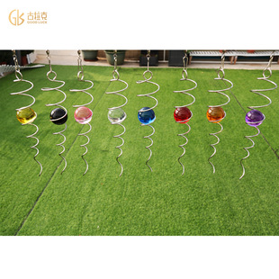 Amazon Stainless Steel Electroplated Spring Rotating Ball Wind Tail Hanging Ornaments Colored Glass Ball Wind Turning Wind Chime Accessories