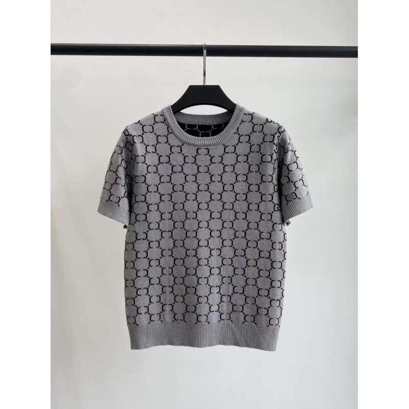 Nanyou Classic Knitwear: Loose-Fitting Knitted Round-Neck Short-Sleeve Top with Double-Sided Letter Jacquard