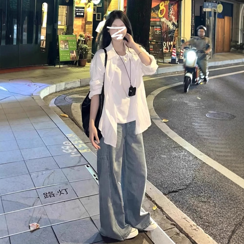 Elegant White Women's Shirt 2025 Spring and Autumn Season High-End Sun Protection Top Casual Long-Sleeve Top