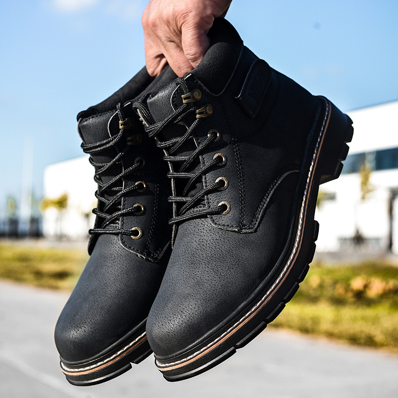 Zapatos de trabajo de verano para hombre, resistentes al desgaste, ligeros, de caña alta, transpirables, con puntera de acero, anti-golpes, anti-pinchazos, zapatos de trabajo para obras de construcción, estilo veraniego