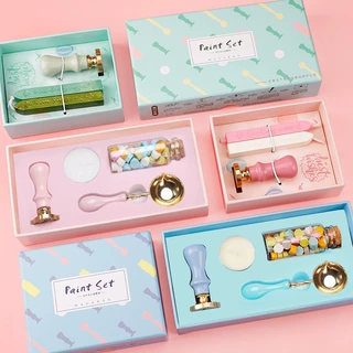 马卡龙火漆印章套装 火漆蜡粒章头工具全套礼盒 创意生日礼品批发