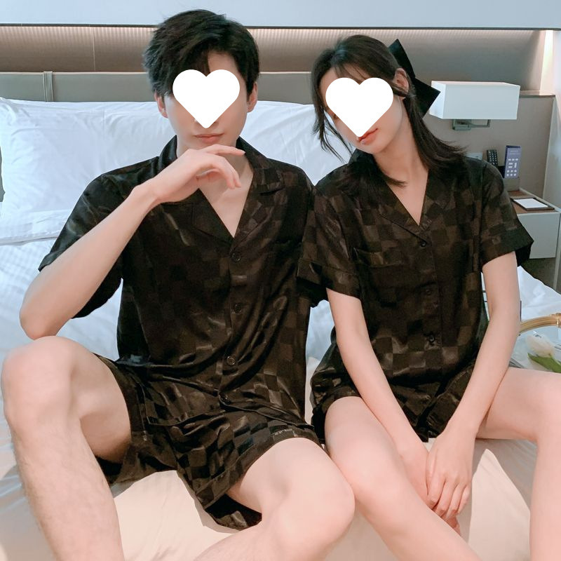 체크무늬 블랙 모델 반팔반바지