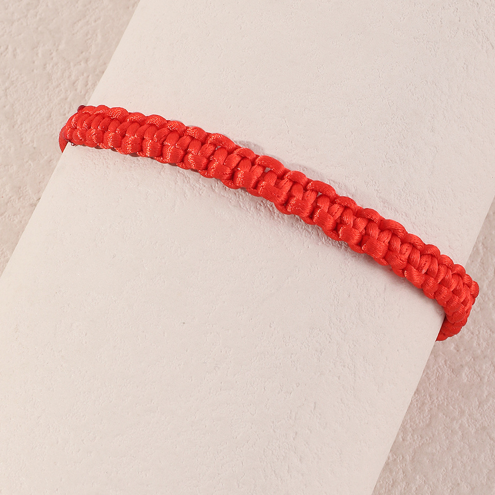 Fashion Simple Retro Solid Color Red Rope Beaded Bracelet display picture 4