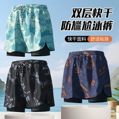 Youyou 大人メンズ水泳パンツ 2025 夏新二重層抗恥ずかしさメンズ水着大きいサイズ 3 点卸売