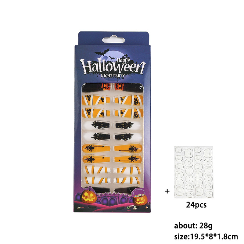Transfronterizos Halloween desgaste de uñas murciélagos calabaza productos terminados de uñas falsas parches de uñas manicuras gelatina caja de gel