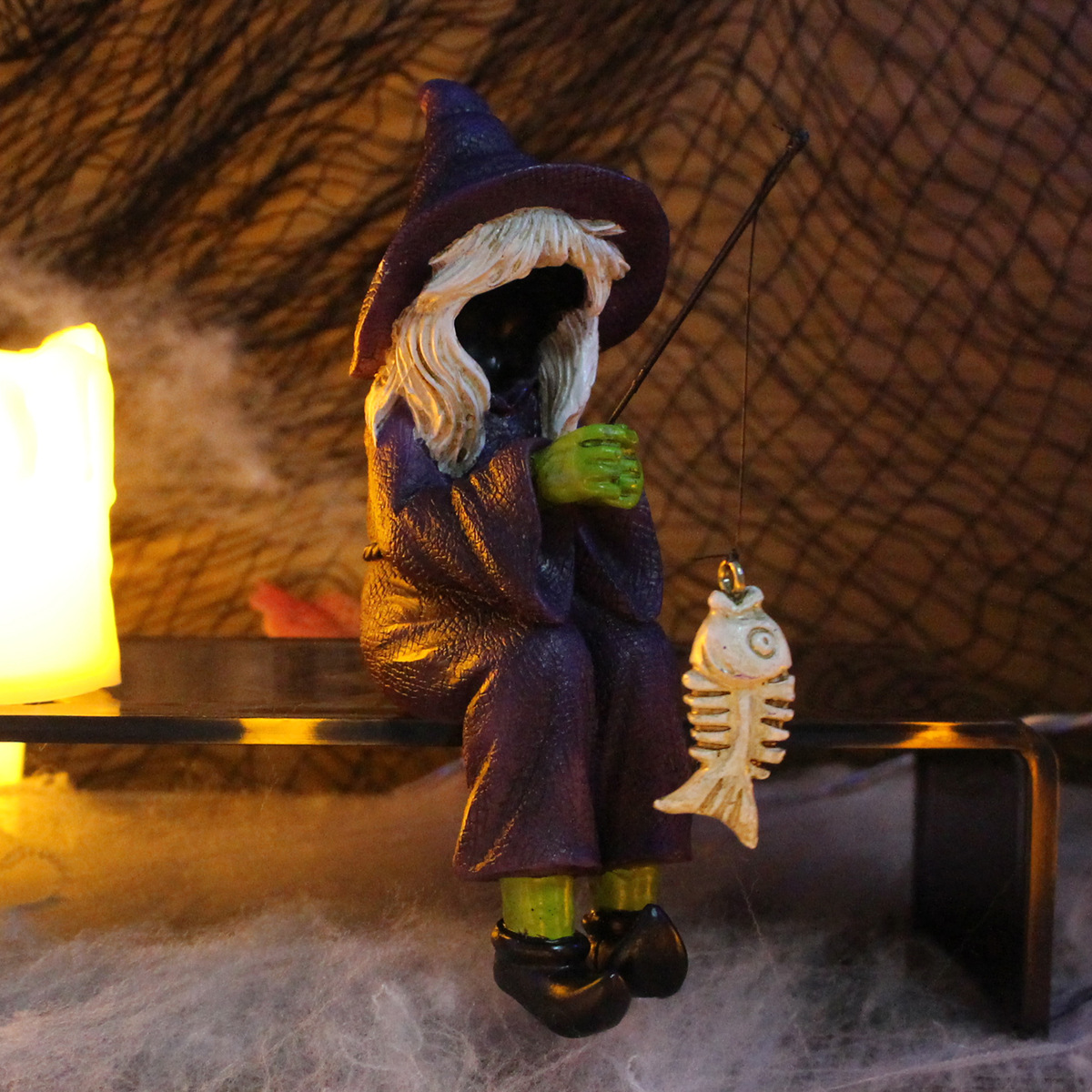  New Halloween Ghost Festival Fishing Witch Resin Crafts Ornaments Fishing Fish Tank Ornaments Decoration Ceremony