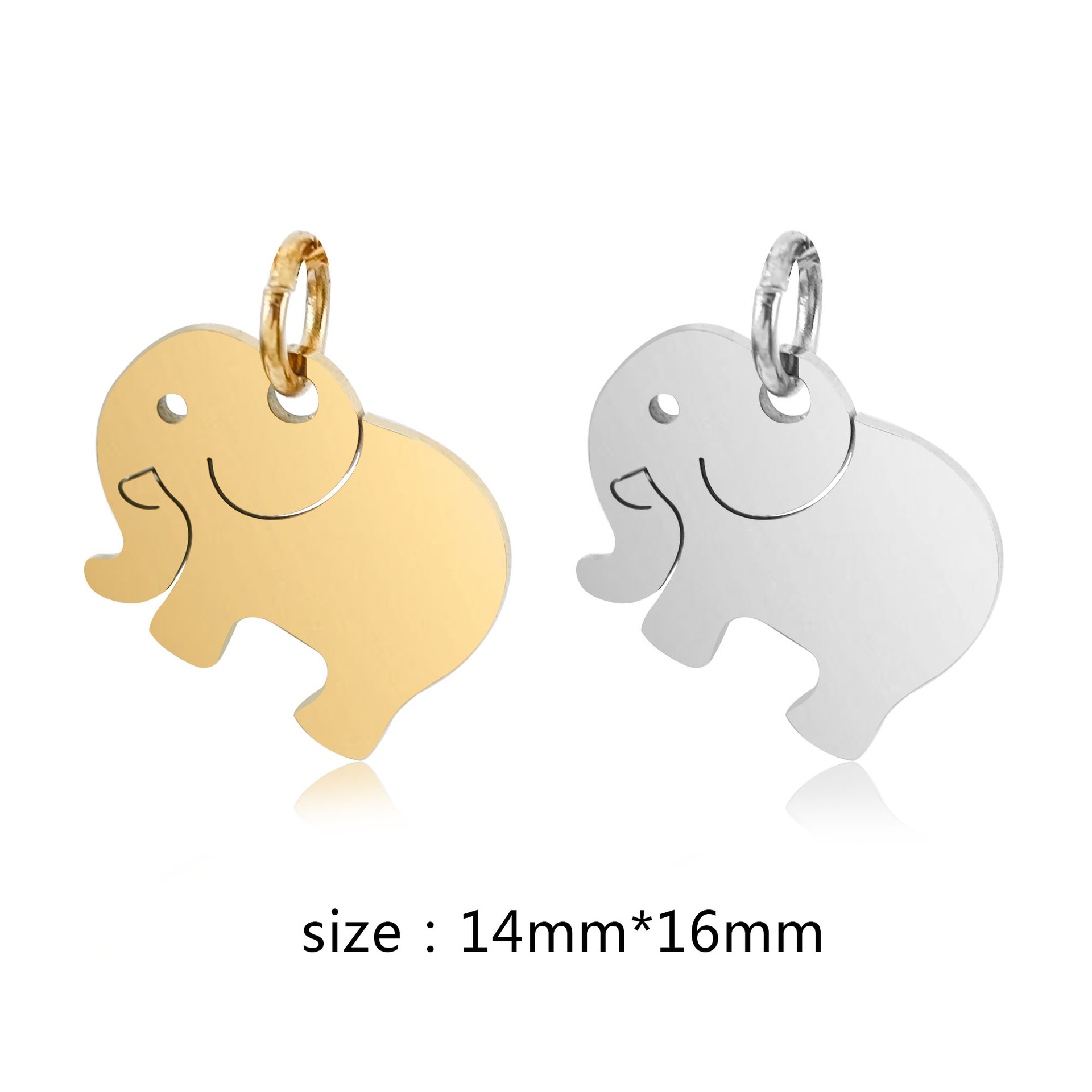 14*16MM Jewelry Making Size 5 PCS/Package 14*16MM 304 Stainless Steel Elephant Polished Pendant