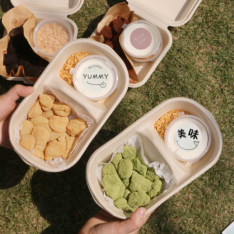 加厚网红纸浆蛋糕便当盒手绘蛋糕盒子创意汉堡外卖盒打包盒500/箱