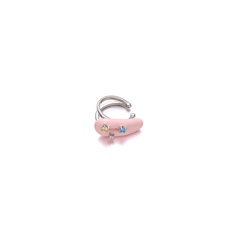 Japón y Corea del Sur dopamina color esmalte frío nicho de diseño original amor incrustado zircon diseño sin agujeros de orejas clip de hueso de orejas