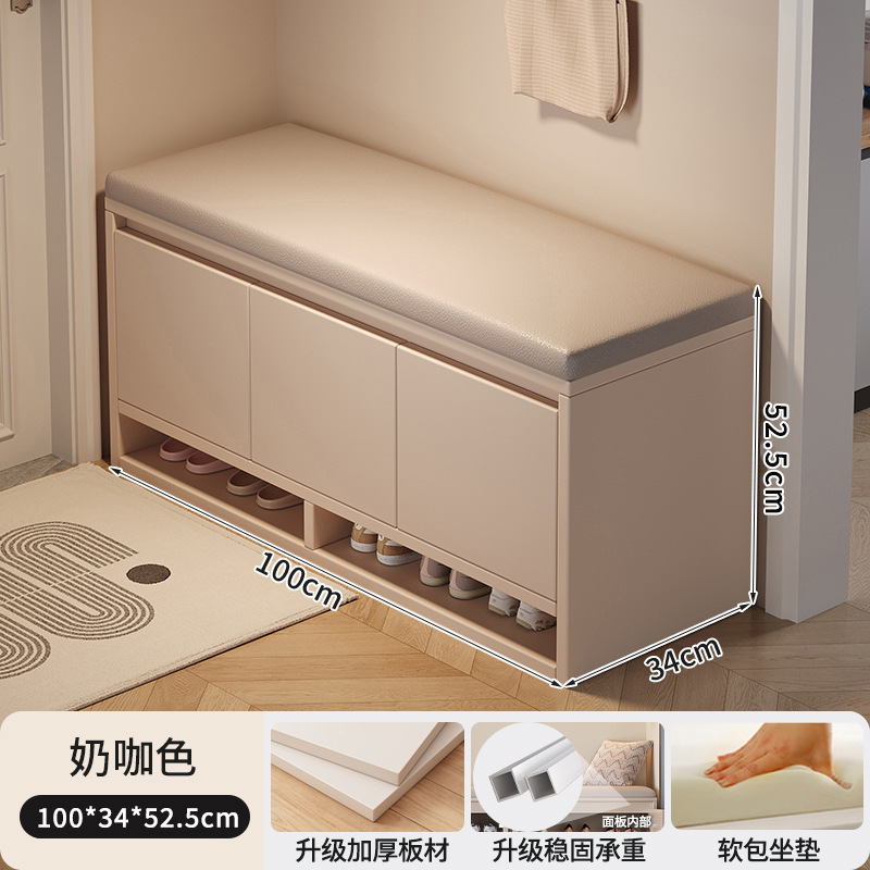 Taburete de cambio de zapatos en la puerta del hogar Taburete de zapatos simple moderno Taburete de asiento Gabinete bajo integrado almacenamiento a prueba de polvo Gabinete de zapatos pequeño