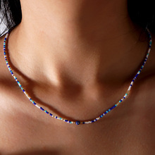 波西米亚风锁骨链米珠编织天然石搭配精致饰品轻奢时尚女款项链