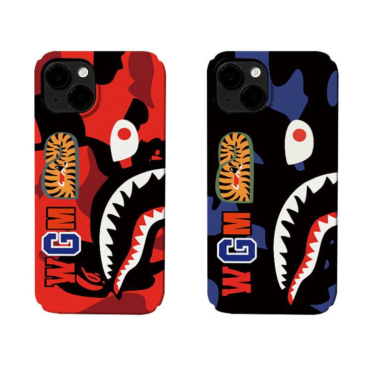 Couple tide brand shark mouth Bape film for Apple 16 mobile phone case 15 Huawei mate40 millet 13 hard shell