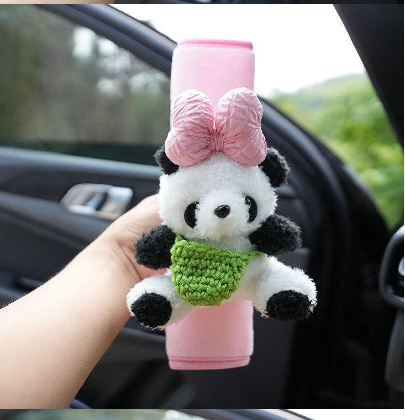 Giant Panda Car Safety Shoulder Cover Women's French High-end Simple Knot Car Accessories Safety Belt Anti-Le Cartoon Women
