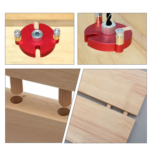 Woodworking center drilling locator, straight hole drilling tool, round wood tenon board splicing drilling locator DIY