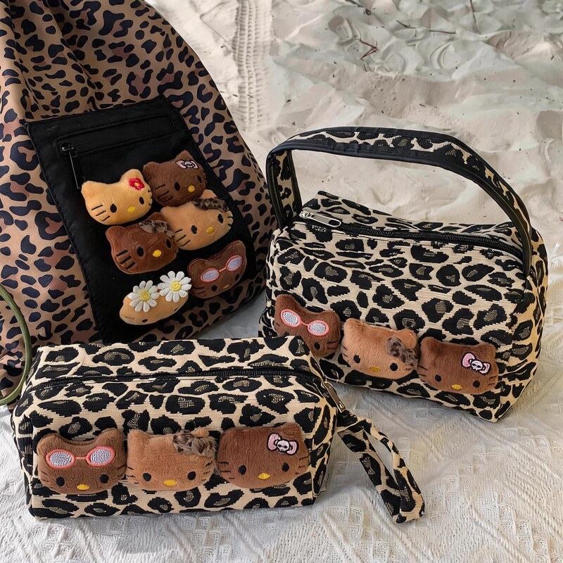 High-Appearance Value Hot-Selling Leopard Print Black Leather Kt Cat Large-Capacity Handbag Travel Toiletry Storage Bag Carry-On Bag High-Appearance Value Hot-Selling Leopard Print Black Leather Kt Cat Large-Capacity Handbag Travel Toiletry Storage Bag Carry-On Bag