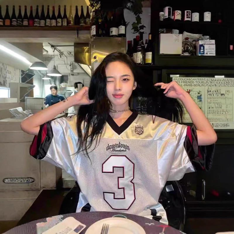 South Korea Street Contrast Color Stitching Mesh Loose Short-sleeved T-shirt Men's and Women's Summer New Breathable Sports