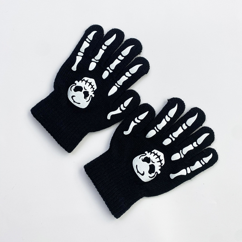 亚马逊欧美跨境夜光骷髅头骨爪手套万圣节发光手套Skull Gloves|undefined