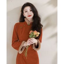 UNMUN新中式旗袍2025冬款女长袖新年战袍棉衣拜年服高级感复古日