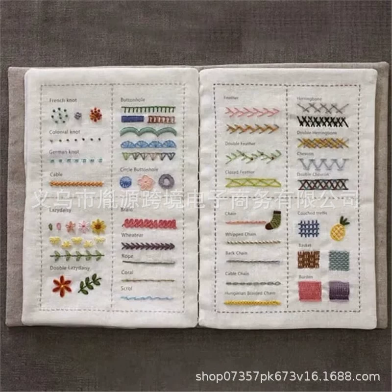 Новые трансграничные товары Stitch Book Needle and thread book Needle and thread leaf book Linen DIY Needle and method book