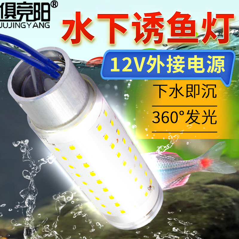 12V100W Underwater Fish-Attracting Light for Boat Use, Night Fishing, Fish Gathering, Led Strong Light, Ultra-Bright Outdoor Waterproof Fishing Light