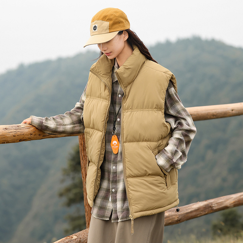 2023 Chaleco de otoño e invierno abrigo de pan de pareja sin mangas ligero cálido abrigo de algodón acolchado para hombres y mujeres chaleco grueso abrigo