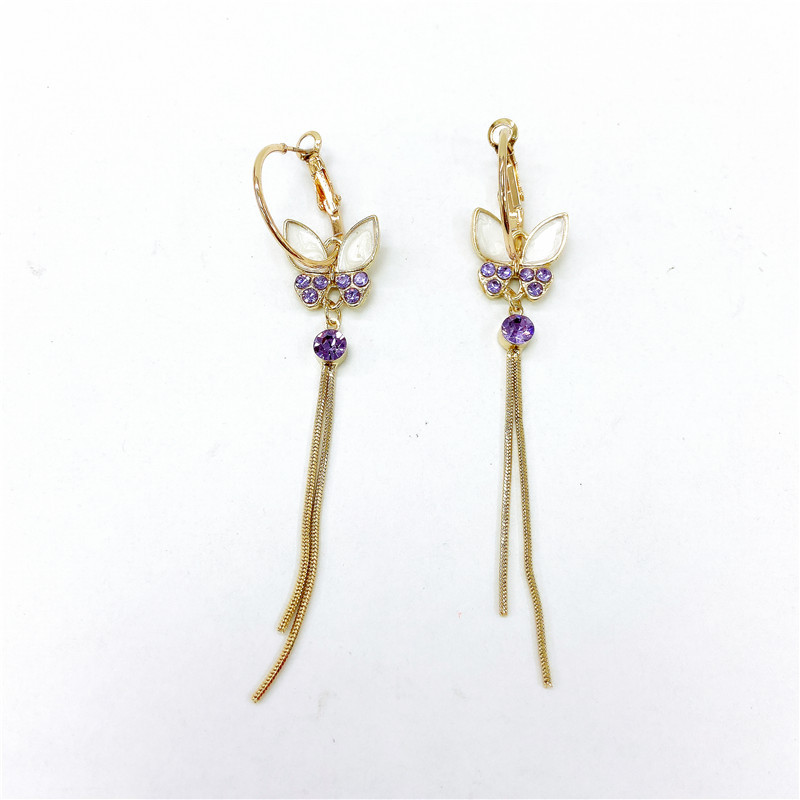 New Style Butterfly Long Tassel Diamond Earrings display picture 1