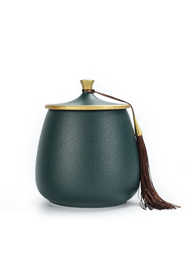 A947 household storage tea can large coarse ceramic tea packaging jar gourd sealed ceramic tea can half a catty