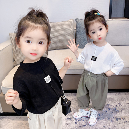2024 Girls' Autumn/Winter Children's Korean Style Summer Long Sleeve Set for Girls and Boys Spring and Summer Fashion Stylish Two-Piece Set