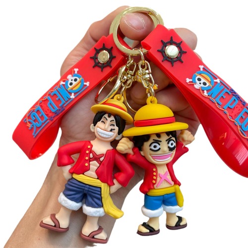 Cross-border Pirate King Keychain Anime Luffy 3D Figure Schoolbag Clip Car Keychain Small Gift Wholesale