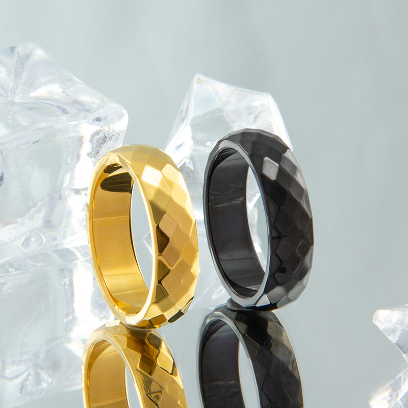 Gold Plated Plating Material Rings Classification Simple Style Geometric Solid Color Titanium Steel Plating Gold Plated Unisex Rings