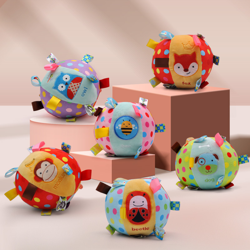 0-3 Year Old Baby Toy Cartoon Animal Style Hand-Held Soothing Ball Rattle Ball Sensory Integration Training Toy Cloth Ball