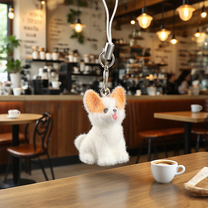 かわいい立体植毛樹脂犬ペンダントミニ人形携帯電話ペンダント DIY キーホルダージュエリーアクセサリー|undefined
