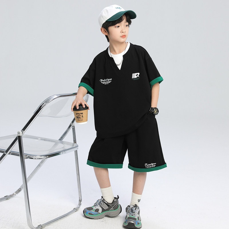 男童夏装套装2026新款中大儿童装痞帅男孩夏季短袖运动衣服时髦潮