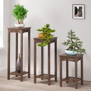 Ft Flower Shelf Living Room Floor-standing Decorative Flower Pot Rack Indoor Corner Flower Balcony Bonsai Bracket Bamboo and Wood