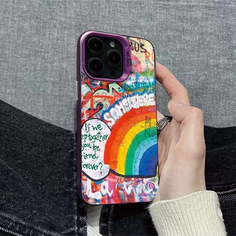 Nueva funda para teléfono estilo graffiti, compatible con iPhone 17, Apple 15 Pro Max/14, a prueba de golpes 13 Pro 16, estilo europeo y americano 11 XR.