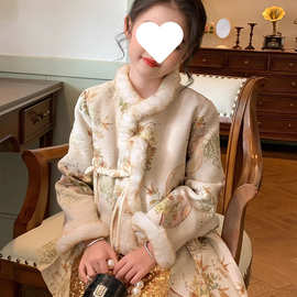 汉服女童拜年服新中式唐装中国风加绒加厚秋冬季儿童加棉短裙套装
