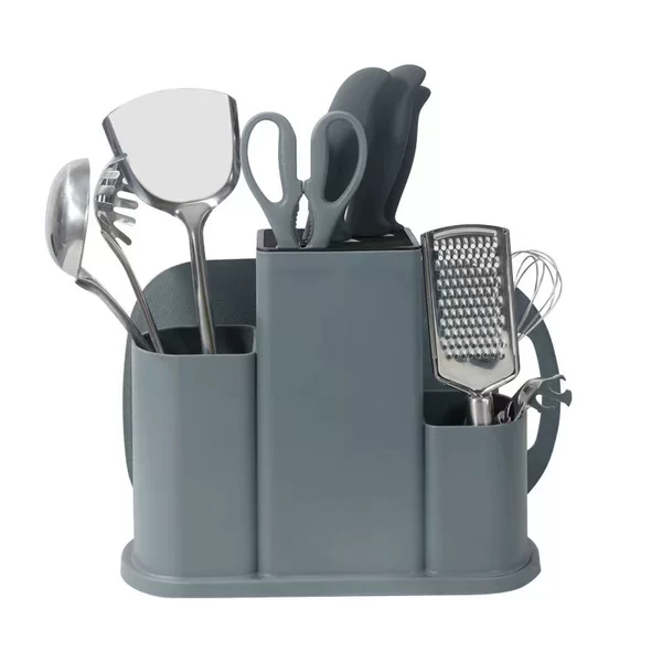 Kitchen suit 13-piece ceramic cutter combination suit storage barrel straw color suit cutter holder