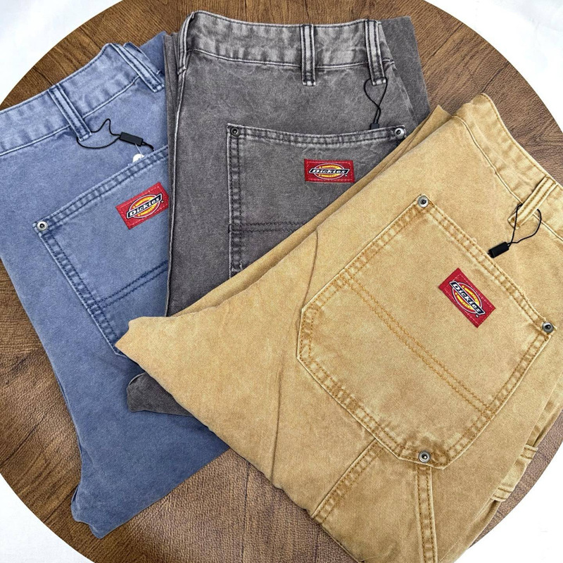 American-Style Workwear Pants, High-End European Men's Jeans, Slim Fit, Stretchy, Multi-Color, Washed, Slim-Fit, Loose Straight-Leg Long Pants