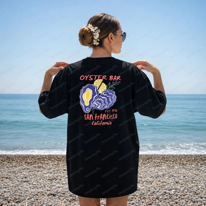 Oyster Bar Graphic T-Shirt Coast Shirt Graphic T-Shirt Vintage Y2K Fun Outdoor High-Quality Cotton Short Sleeve Oyster Bar Graphic T-Shirt Coast Shirt Graphic T-Shirt Vintage Y2K Fun Outdoor High-Quality Cotton Short Sleeve