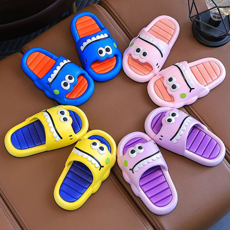 Children's Sandals and Slippers Boy's Cartoon Dinosaur Summer Cute Bathroom Home Use Non-slip Female Baby's Outer Wear Sandals