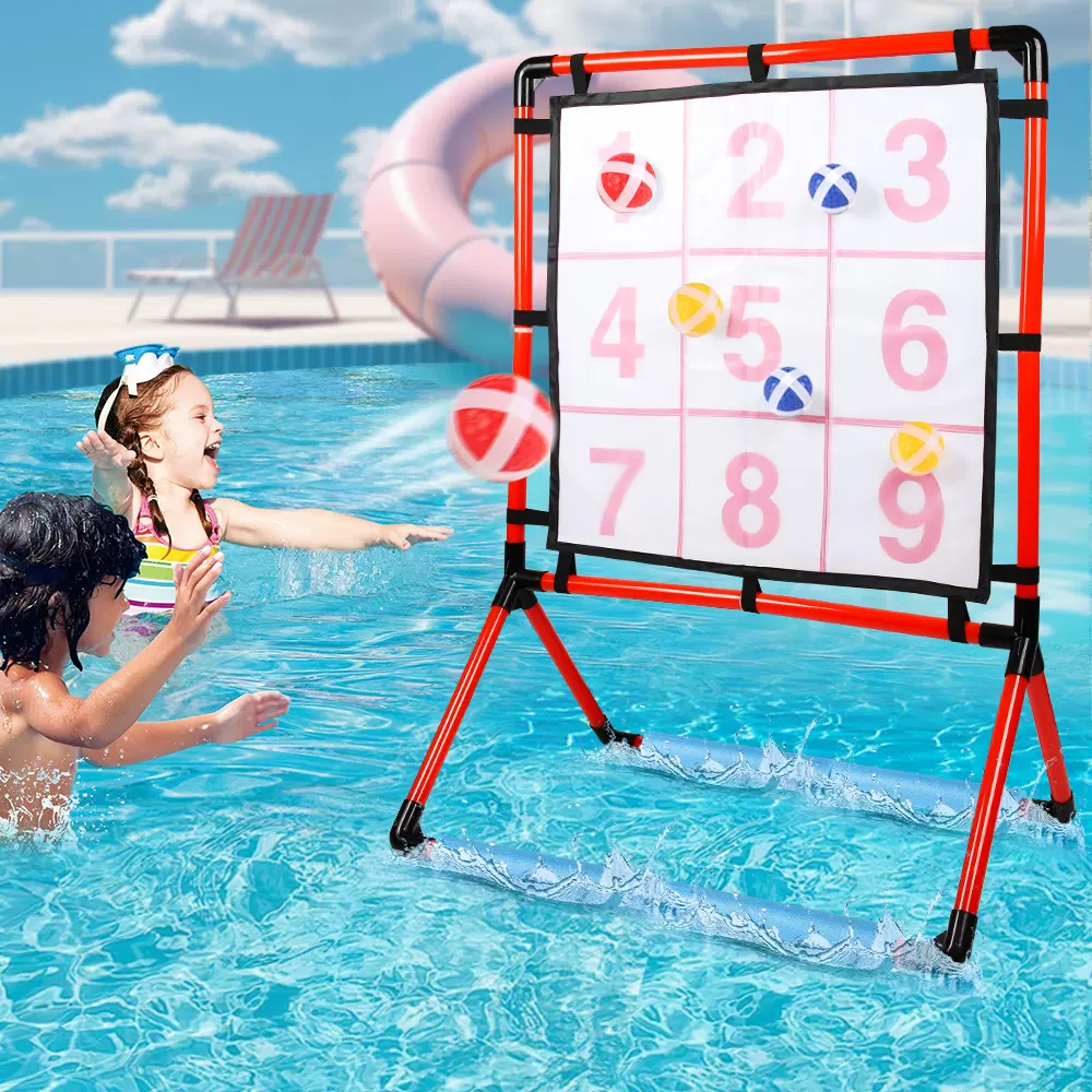 亚马逊儿童竟技抛球架水陆2合1室内户外投掷九宫格框休闲体育玩具