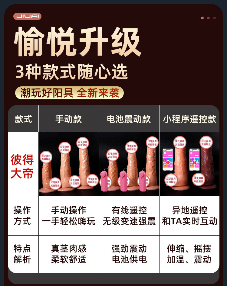 Jiuai Silicone Automatic Telescopic Dildo with Heating and App Control — detail image 1