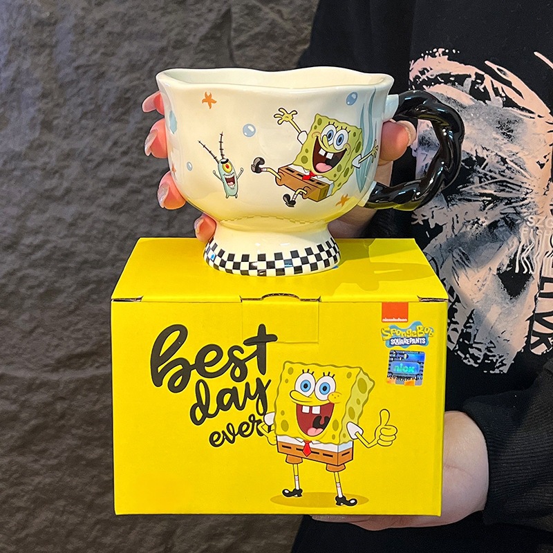 Spongebob Mug Ceramic Goblet Cute Cup Couple Water Cup Women's Household Children's Coffee Milk Cup
