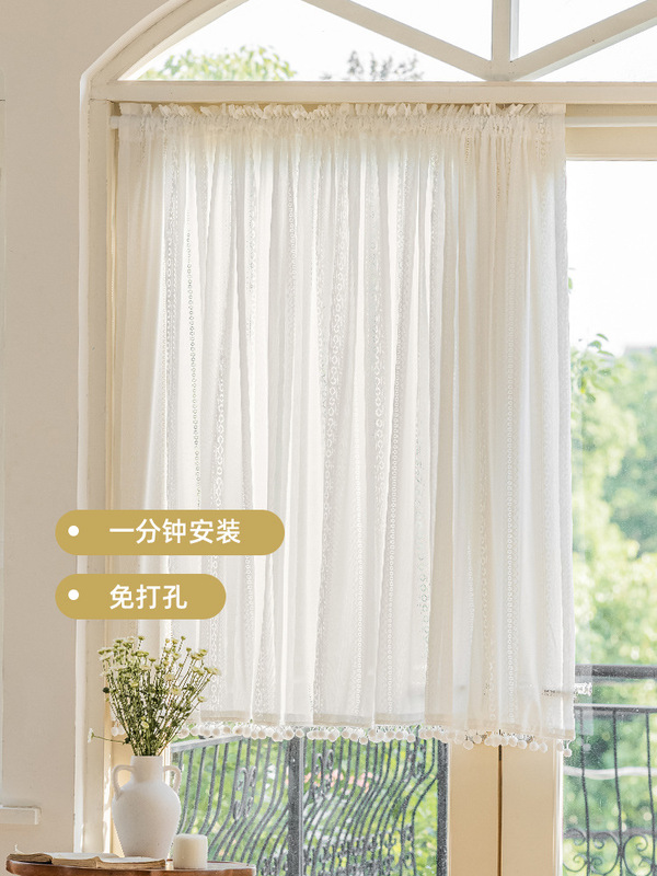 French-Style Door Curtain, Partition Curtain, Half Curtain, Short Curtain, Home Lace Sheer Curtain, Bedroom Bay Window Curtain, Kitchen Curtain