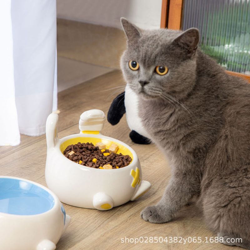 新品猫碗陶瓷猫咪罐头碗零食碗舔舐饭碗猫食盆宠物碗兔子可爱新款|undefined