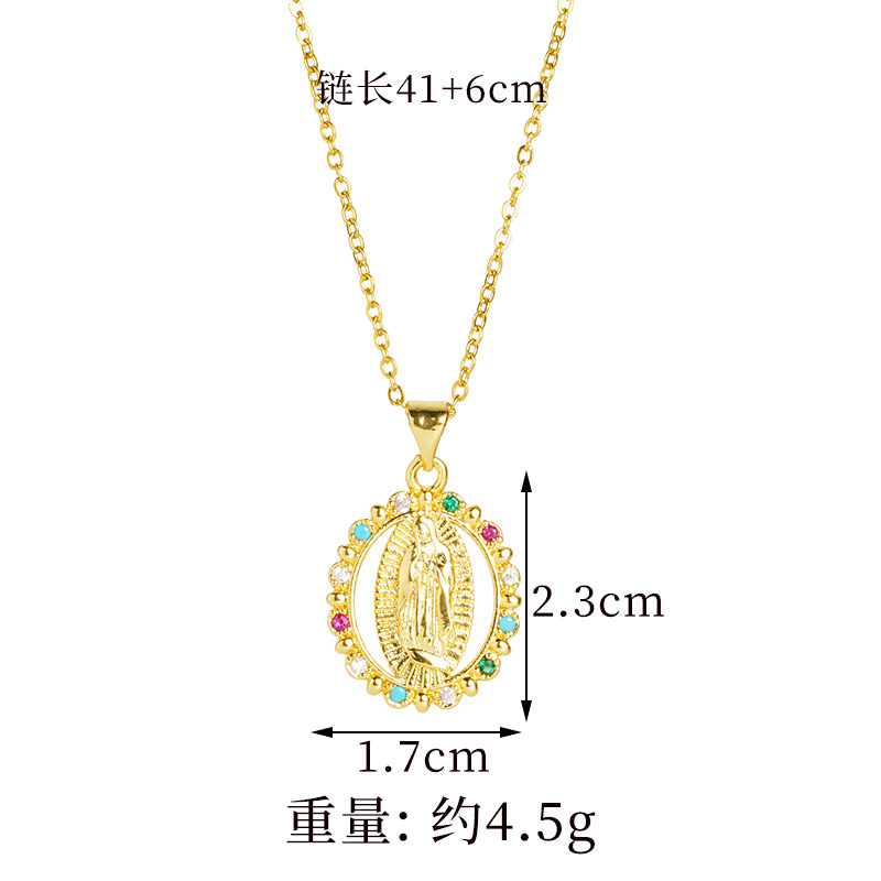 Vietnam Shajin Estilo europeo y americano Retro Dip Diamond Nuestra Señora Collar Mujeres Pendientes de circón con incrustaciones de lujo ligero Fuente de joyería de todo fósforo